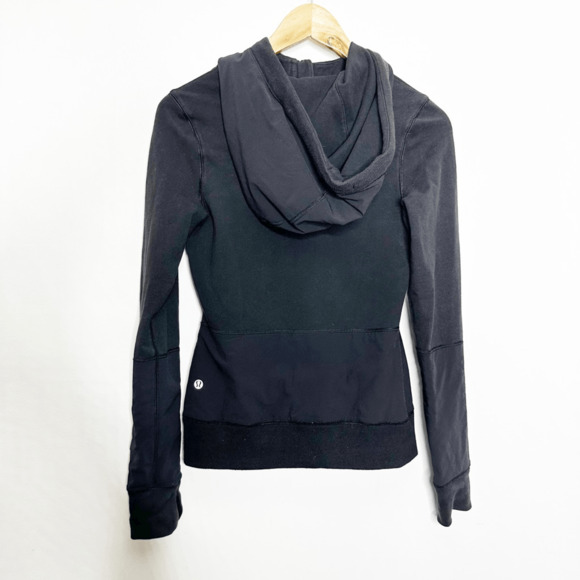 LULULEMON Voyage Hoodie Black hooded terry SWEATSHIRT womens 2 4 - Picture 3 of 4
